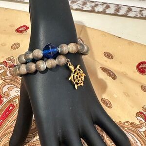 Beaded Bracelet with Turtle Charm